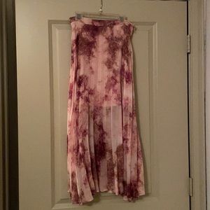 Pink Tie Dye Midi Skirt